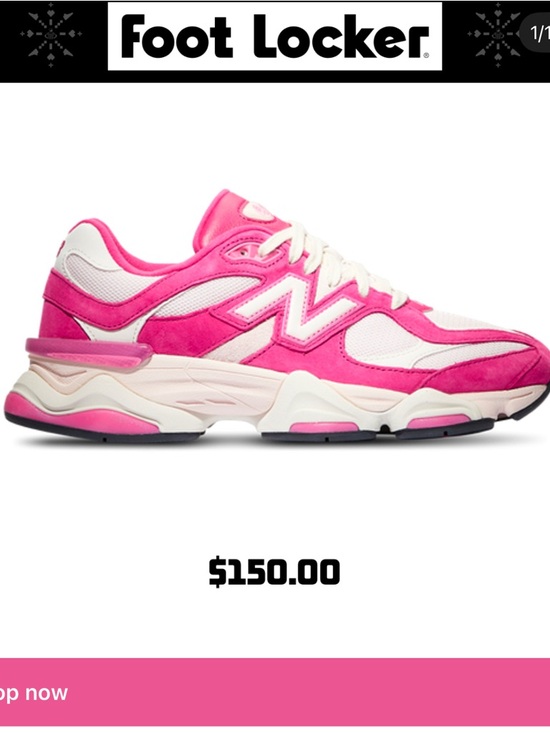 New Balance Women’s 9060 Hot Pink & White Sneakers - Picture 4 of 6